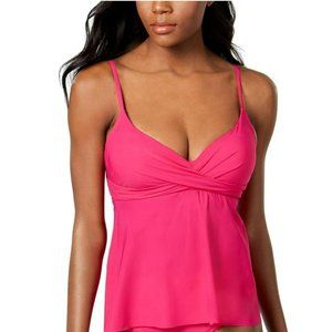 NWT Contours by Coco Reef Rosewood Pink Slimming Tankini Swim Top, Size 32C